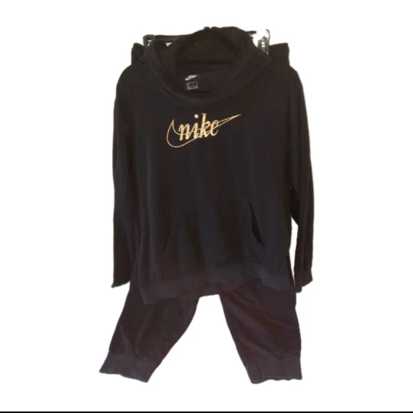 Nike Black 2 Pc Hooded Sweatshirt & Jogger Pants Xltg - Picture 2 of 11